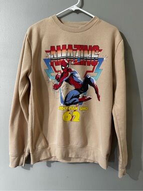 Marvel Beige Crewneck with Spider-Man Retro Graphic